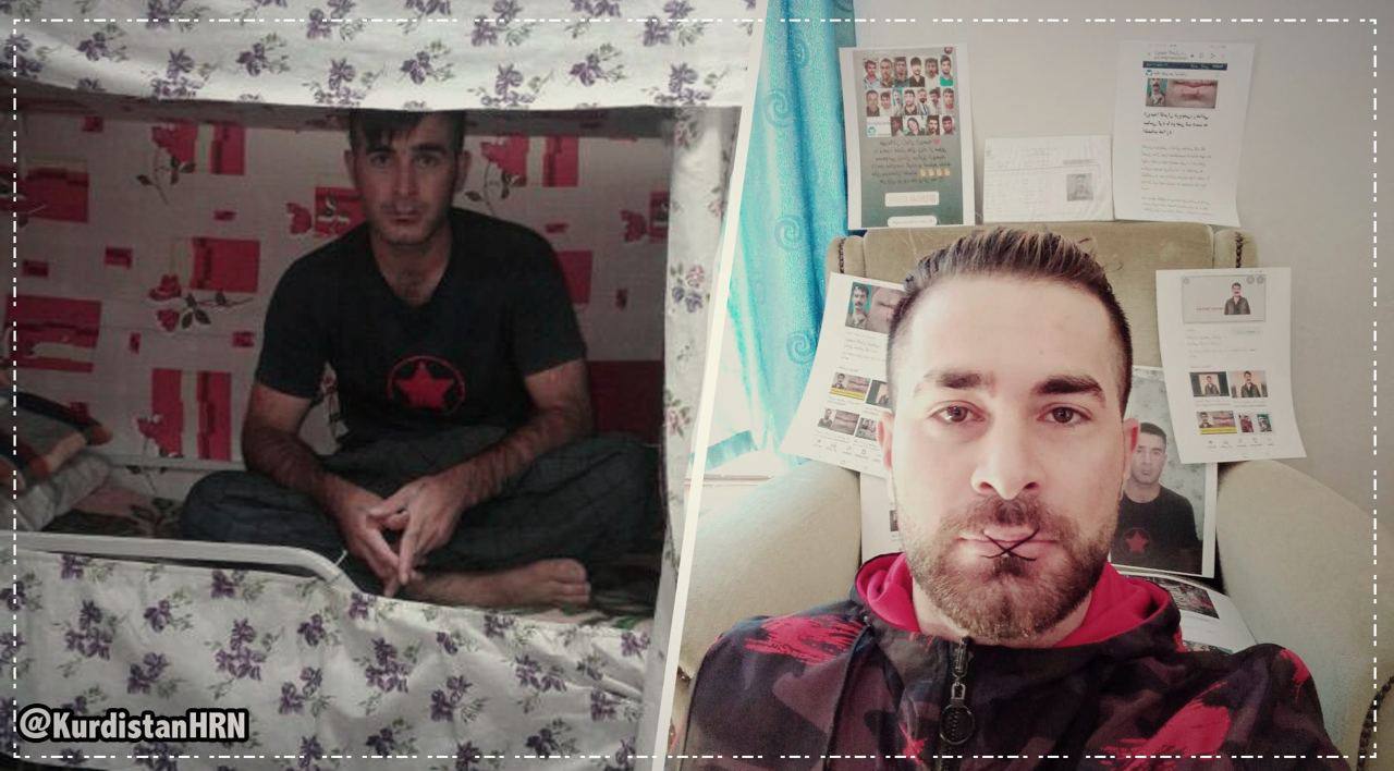 عکس؛ اعتصاب با دوختن لب کامران درویشی در زندان ارومیه و اتریش