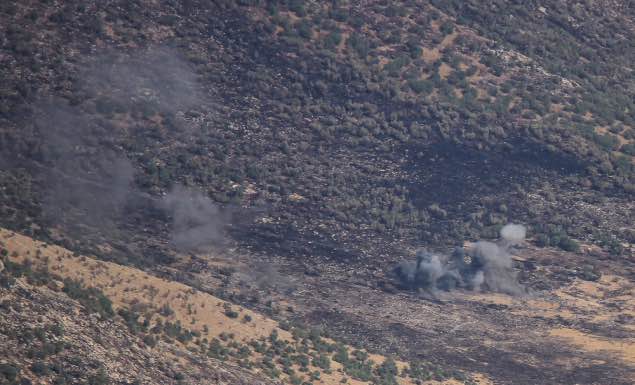سروآباد؛ آتش‌سوزی در کوهستان کوسالان در نتیجه توپ‌باران سپاه پاسداران